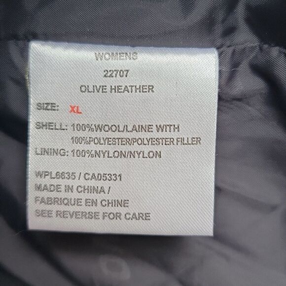 WOOLRICH Olive Heather 100% Wool Full Zip Quilt Stitch Jacket w Pockets Women XL - Picture 6 of 8